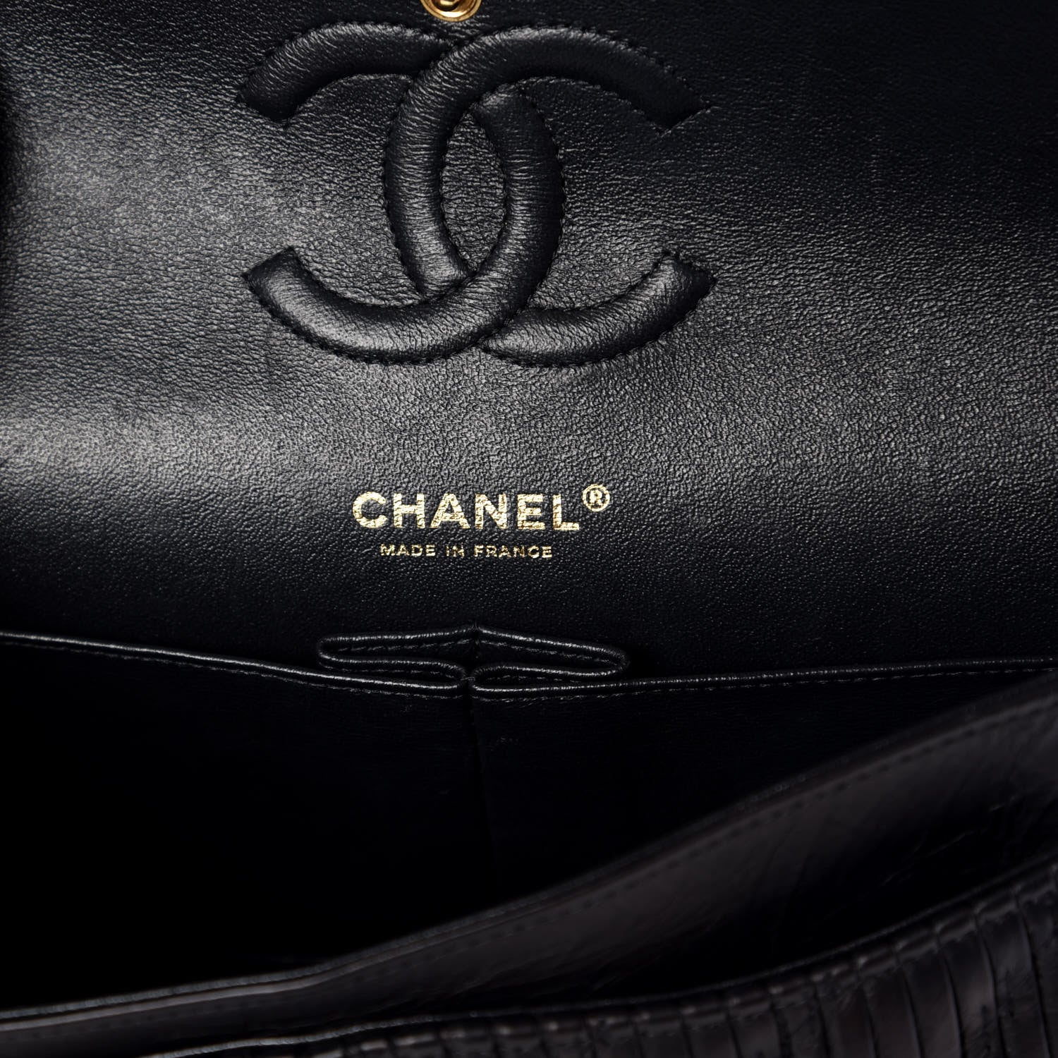 Chanel Calfskin Coco Pleats Medium Double Flap Black 6 of 9