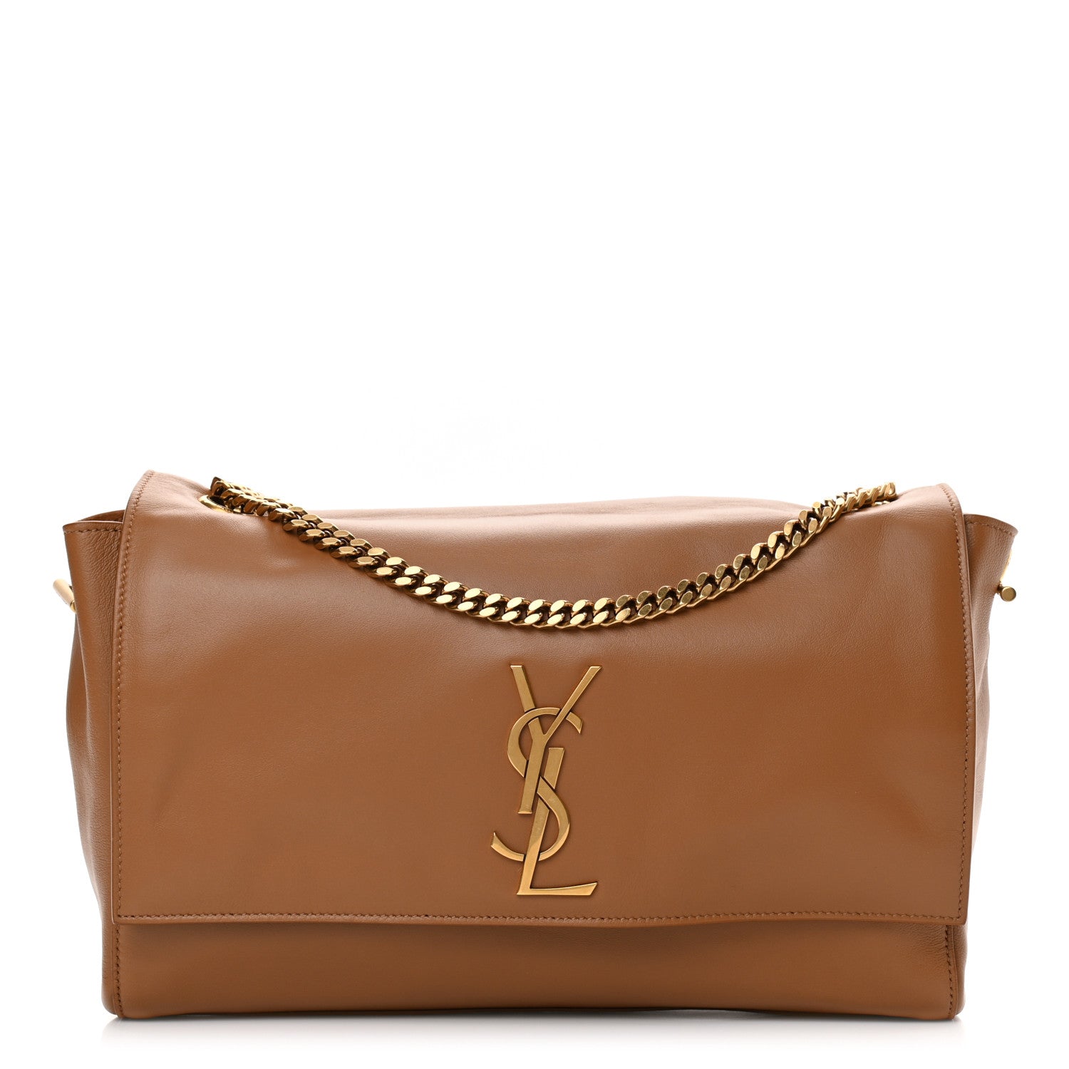 Saint Laurent Smooth Calfskin Suede Medium Reversible Monogram Kate Satchel Light Ochre 5 of 21