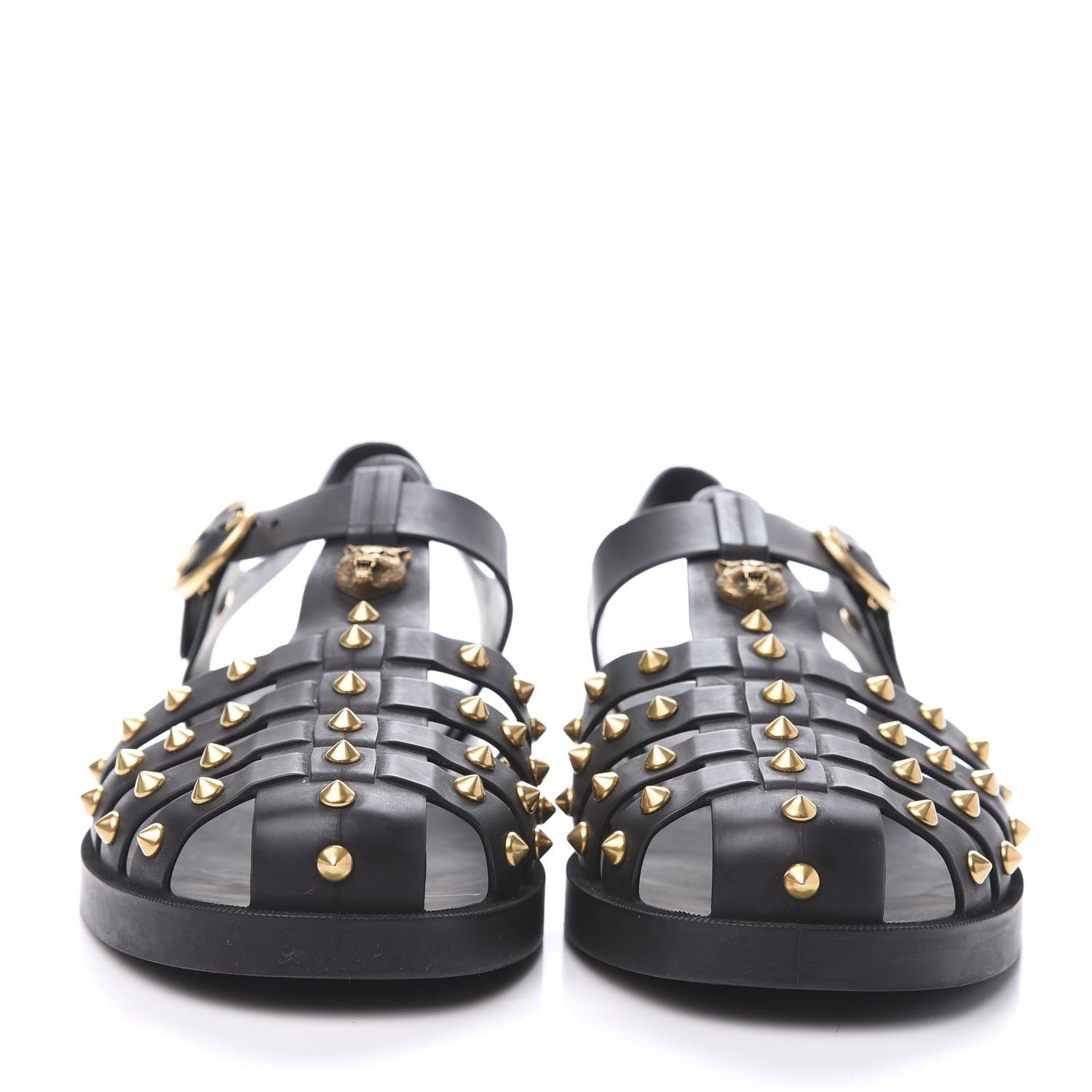 Gucci Rubber Crystal Mens Buckle Strap Sandals 8 Black 2 of 8
