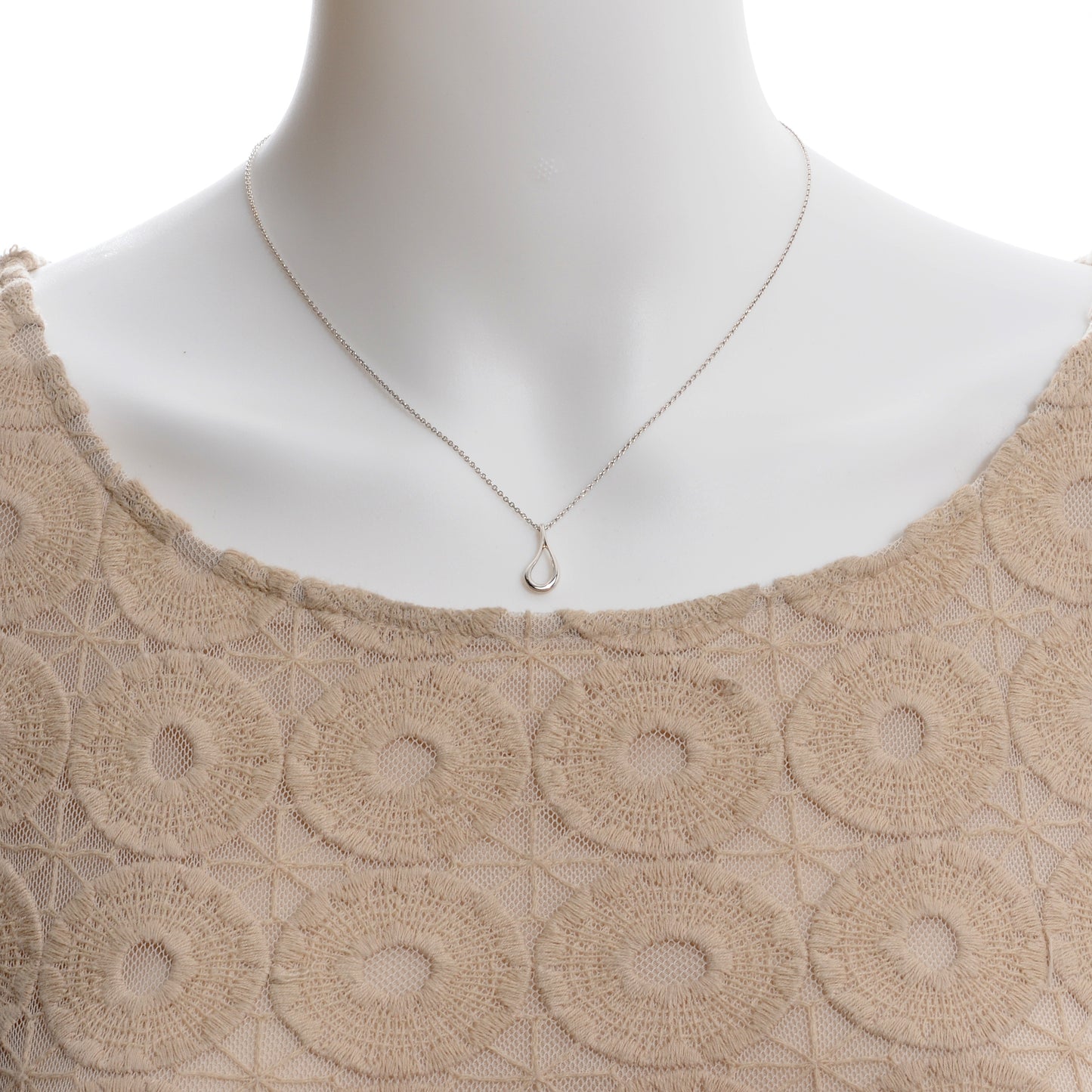 Sterling Silver Elsa Peretti Open Tear Drop Pendant Necklace
