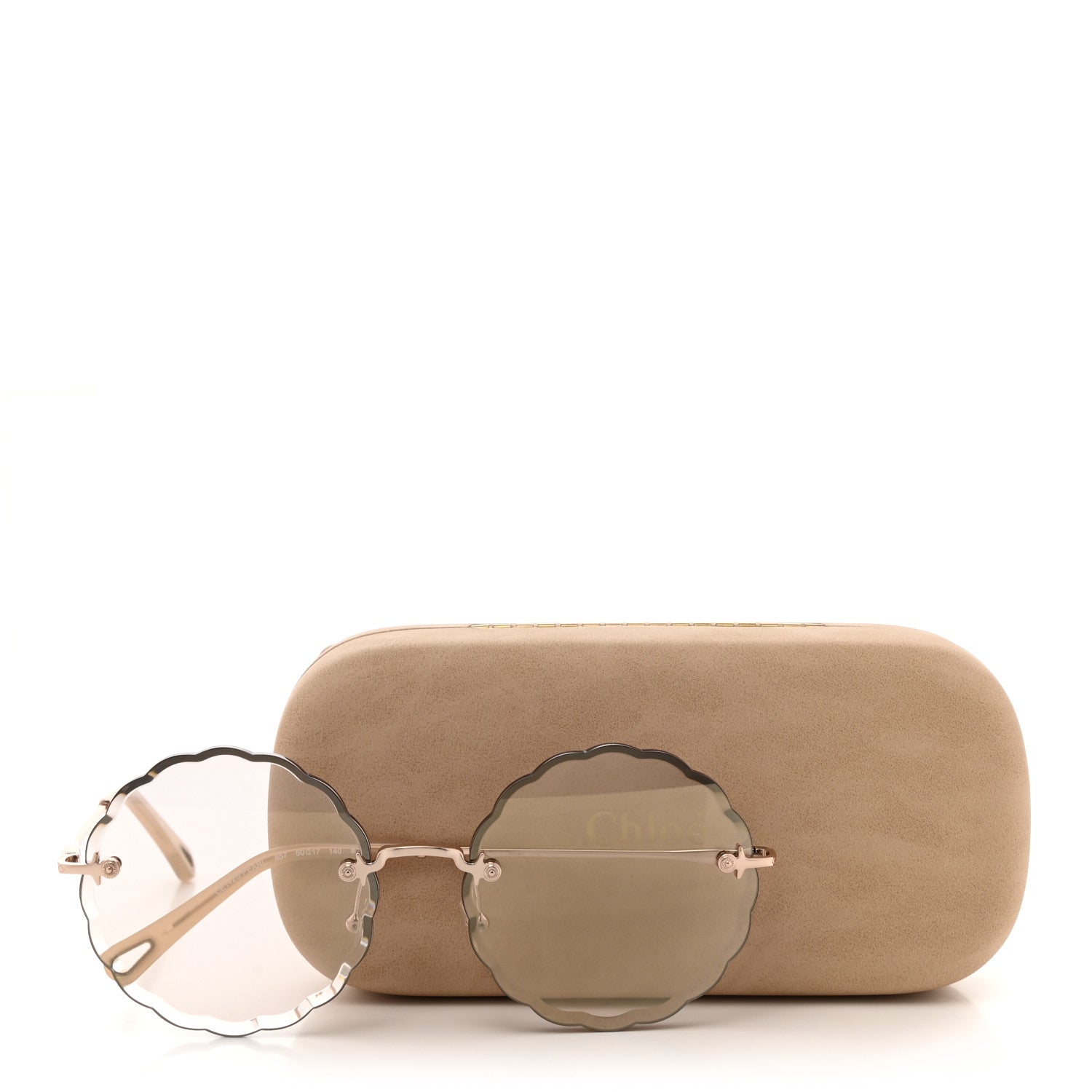 Chloe Rosie Bevelled Round Sunglasses CE142S Gold Gradient Grey 7 of 7