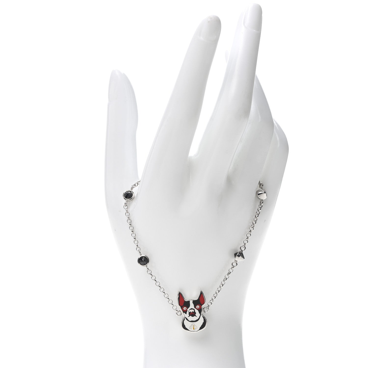 Gucci Sterling Silver Black Spinel Enamel Orso Bracelet 2 of 5