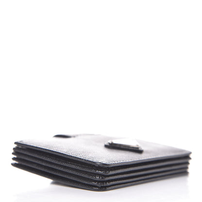 Prada Saffiano Oro Gusseted Card Holder Black 4 of 8