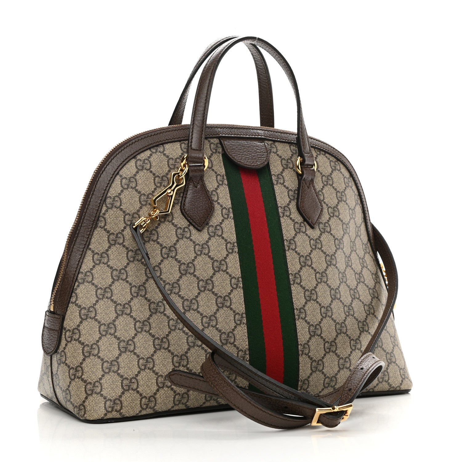 Gucci GG Supreme Monogram Web Medium Ophidia Top Handle Dome Bag Brown 3 of 10