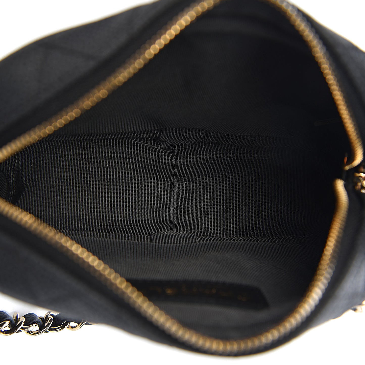 Iridescent Caviar Quilted Mini Coco Tassel Camera Case Black