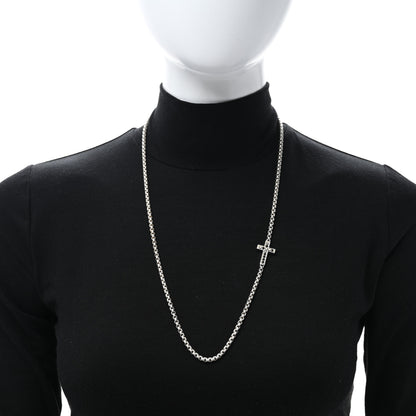 David Yurman Sterling Silver Black Diamond Streamline Cross Station Necklace 26" 2 of 4