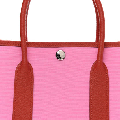 Hermes Toile Militaire Vache Country Garden Party Tote 30 Bubblegum Rouge Duchesse 8 of 10