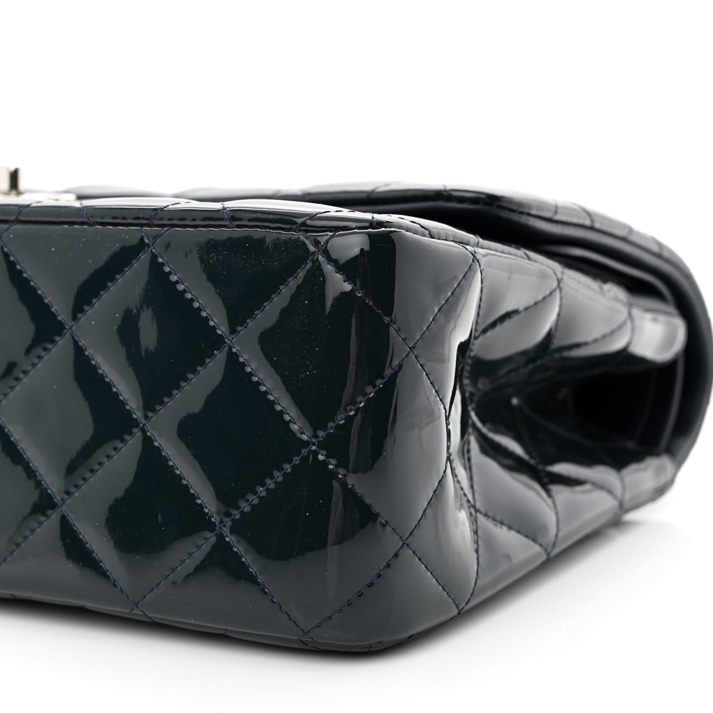 Patent Quilted Jumbo Double Flap Navy