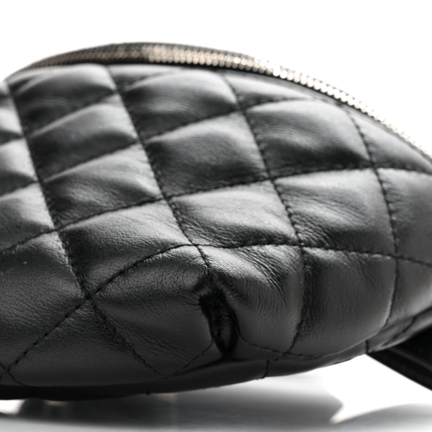 Calfskin Quilted Waist Belt Bag Black