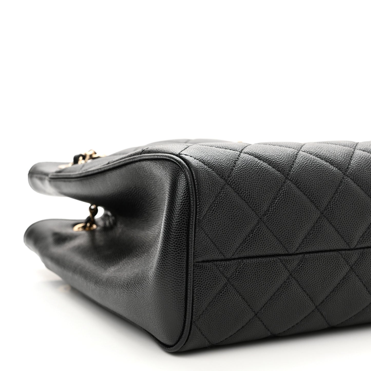 Caviar Quilted In Out Flap Shopping Tote Black