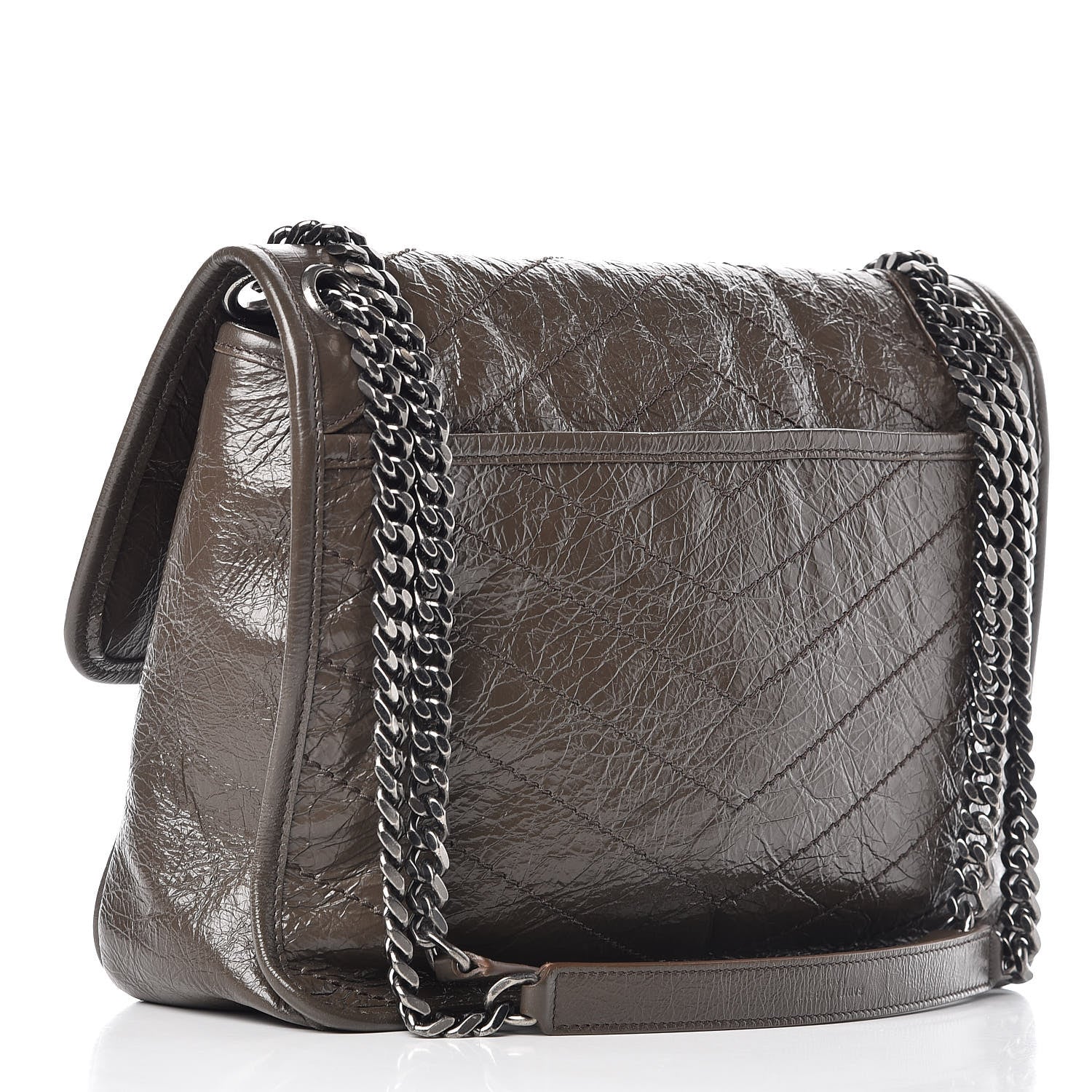 Saint Laurent Crinkled Calfskin Matelasse Monogram Medium Niki Chain Satchel Faggio 3 of 11