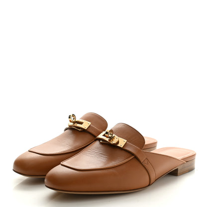 Hermes Calfskin Oz Mules 37 Naturel Beige Dore 3 of 9
