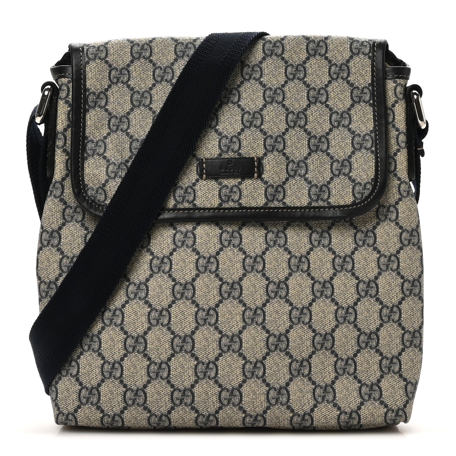 Gucci GG Plus Monogram Sellieria Calfskin Small Flap Messenger Bag Beige Blue 1 of 10