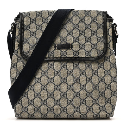 Gucci GG Plus Monogram Sellieria Calfskin Small Flap Messenger Bag Beige Blue 1 of 10