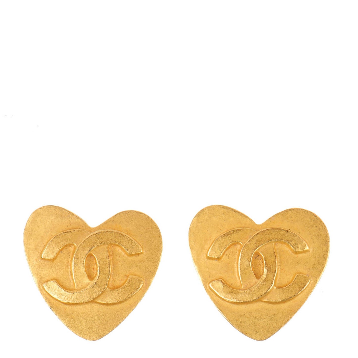 CC Heart Clip On Earrings Gold