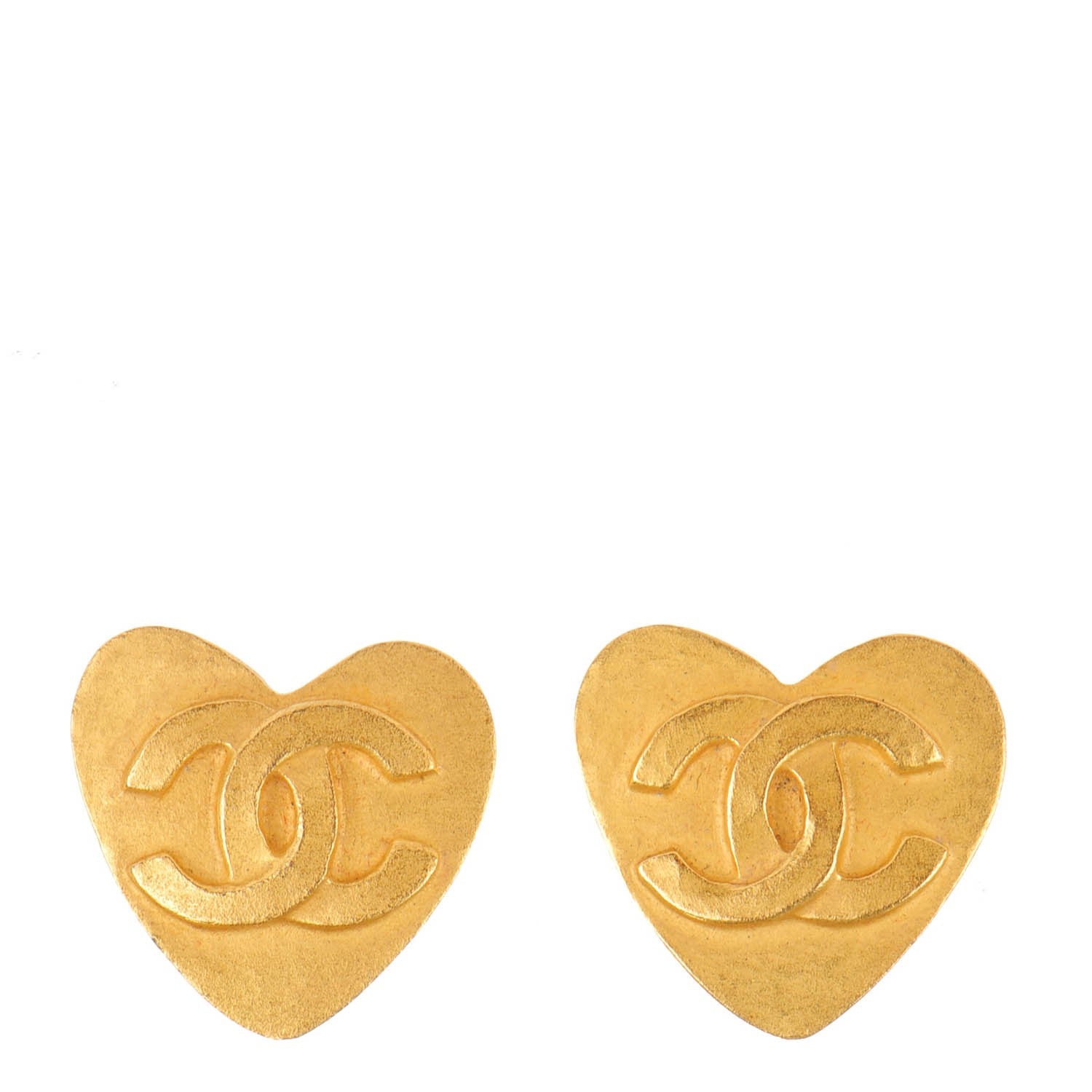 Chanel CC Heart Clip On Earrings Gold 1 of 5