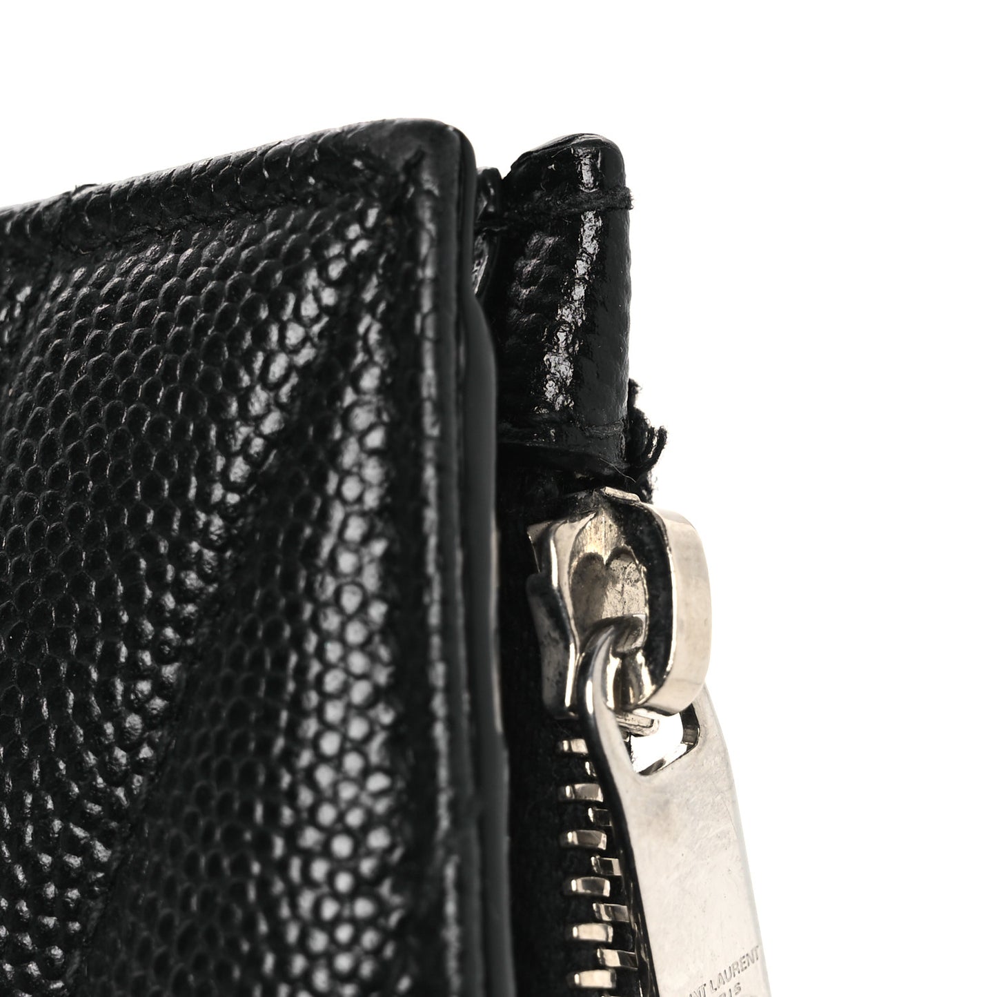 Grain De Poudre Matelasse Chevron Monogram Zipped Two-Part Wallet Black