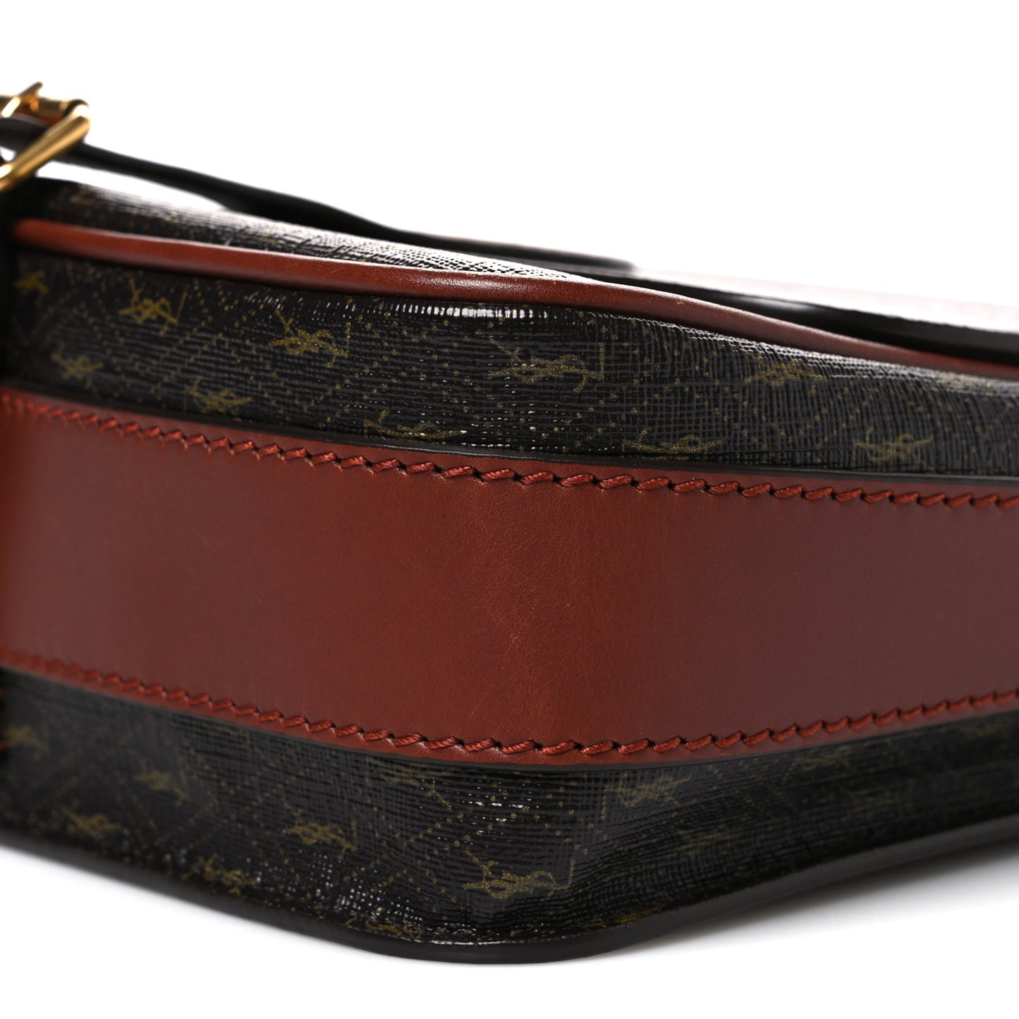 Canvas Smooth Calfskin Le Monogramme Medium Buckle Satchel Chestnut