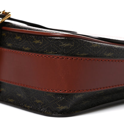 Saint Laurent Canvas Smooth Calfskin Le Monogramme Medium Buckle Satchel Chestnut 10 of 10