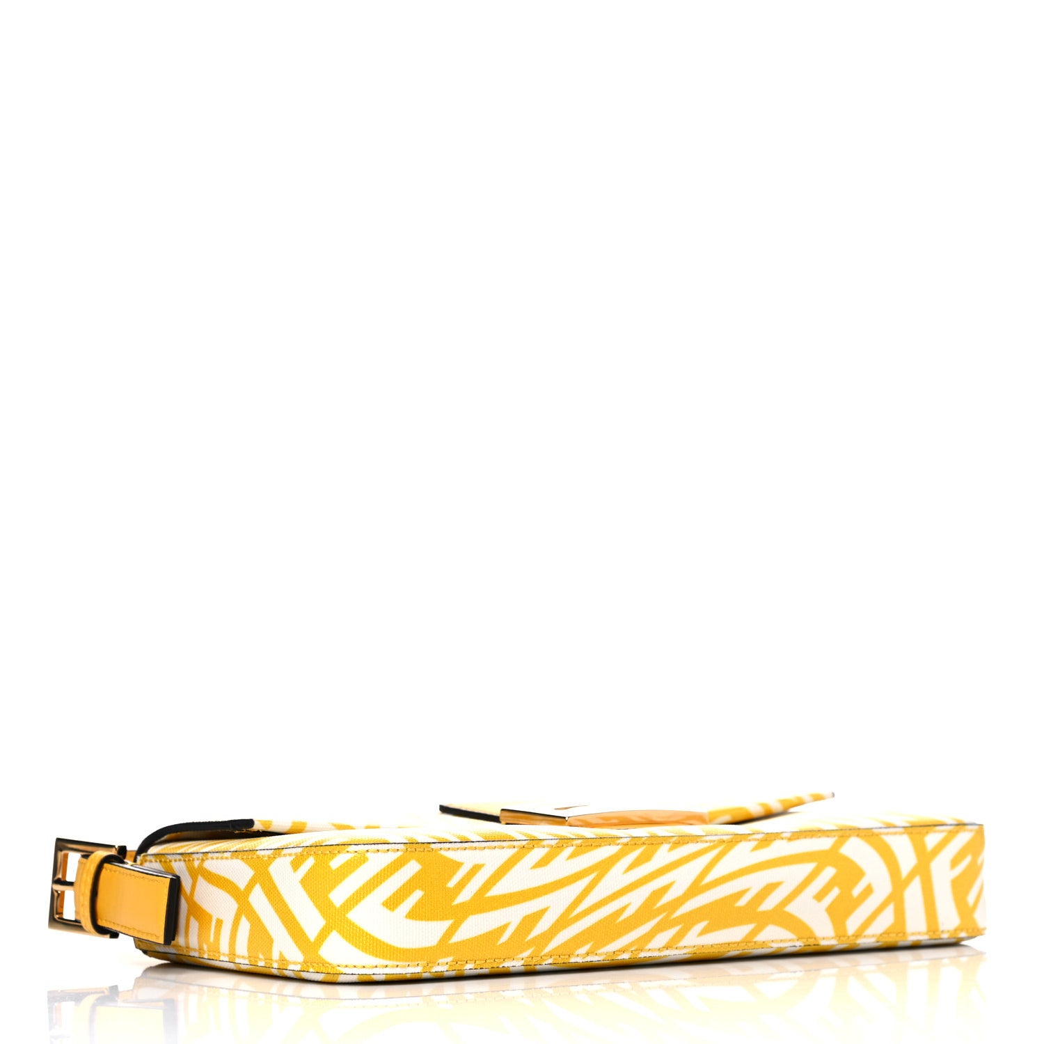 Fendi X SARAH COLEMAN Glazed Canvas Vitello King FF Vertigo Baguette 1997 Mimosa White 4 of 10