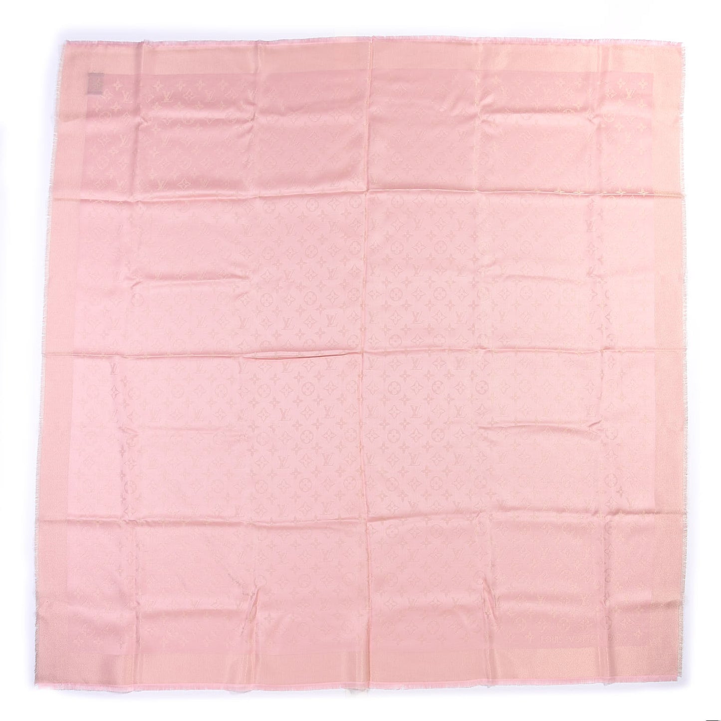 Silk Wool Monogram Shawl Natural