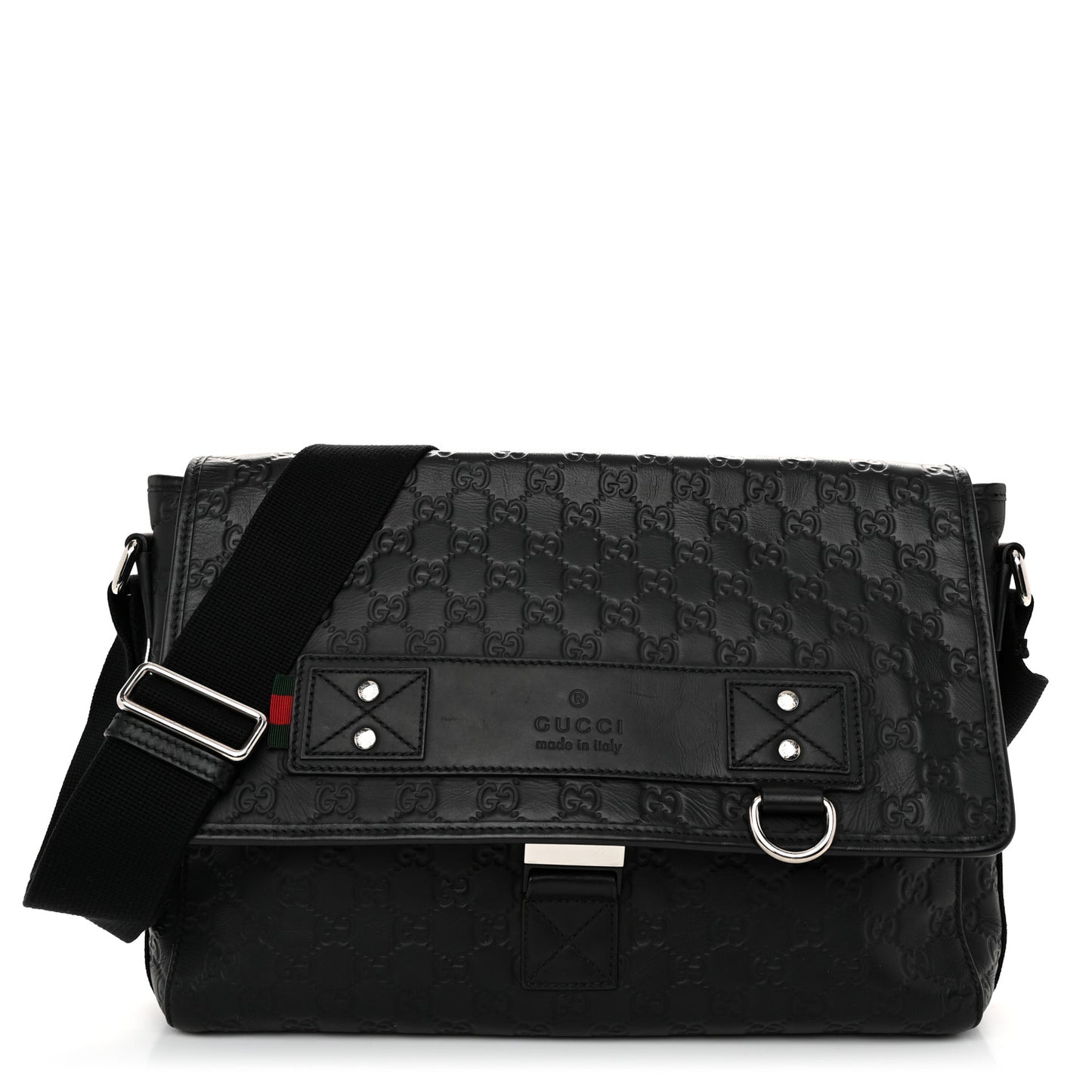 Rubber Guccissima Medium Messenger Bag Black