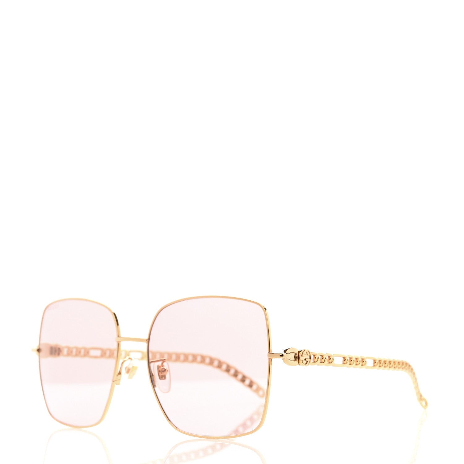Gucci Square Frame Oversized Sunglasses GG0724S Pink Gold 2 of 9