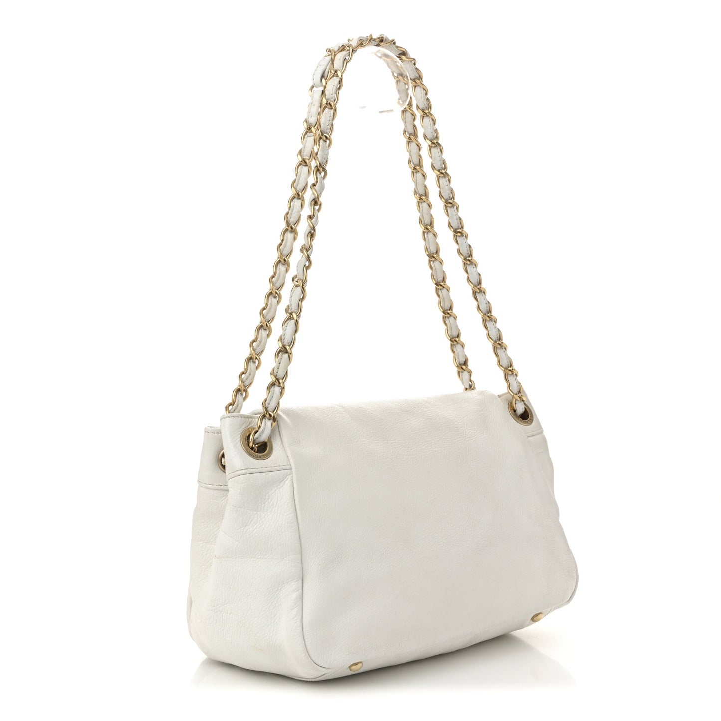 Grained Calfskin Metal Mosaic Flap White