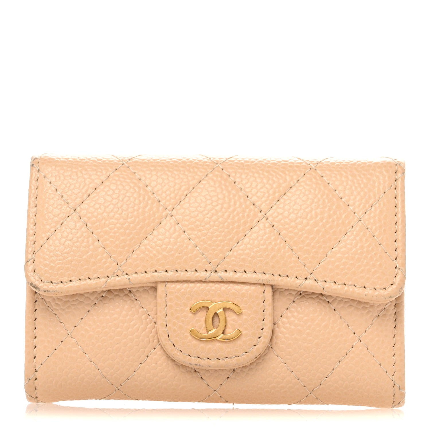 Chanel Caviar Quilted Card Holder Wallet Beige 1 of 10