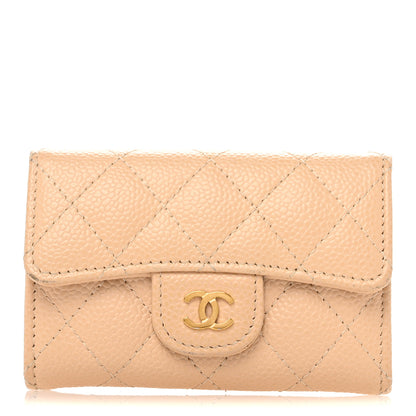 Chanel Caviar Quilted Card Holder Wallet Beige 1 of 10