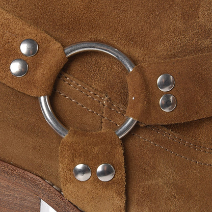 Saint Laurent Suede Curtis Harness Ankle Booties 39.5 Tan 10 of 12