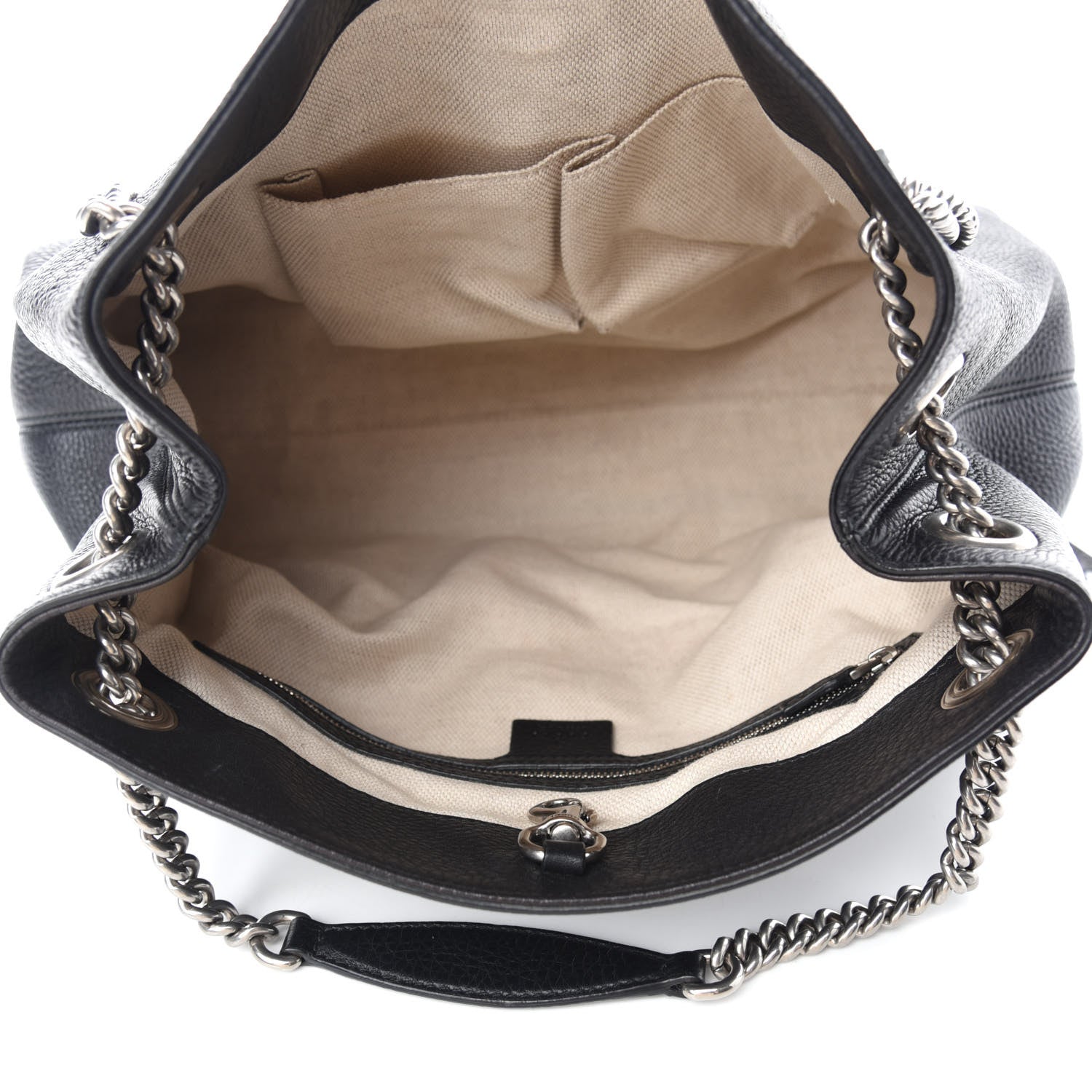 Gucci Pebbled Calfskin Studded Medium Soho Chain Shoulder Bag Black 5 of 10