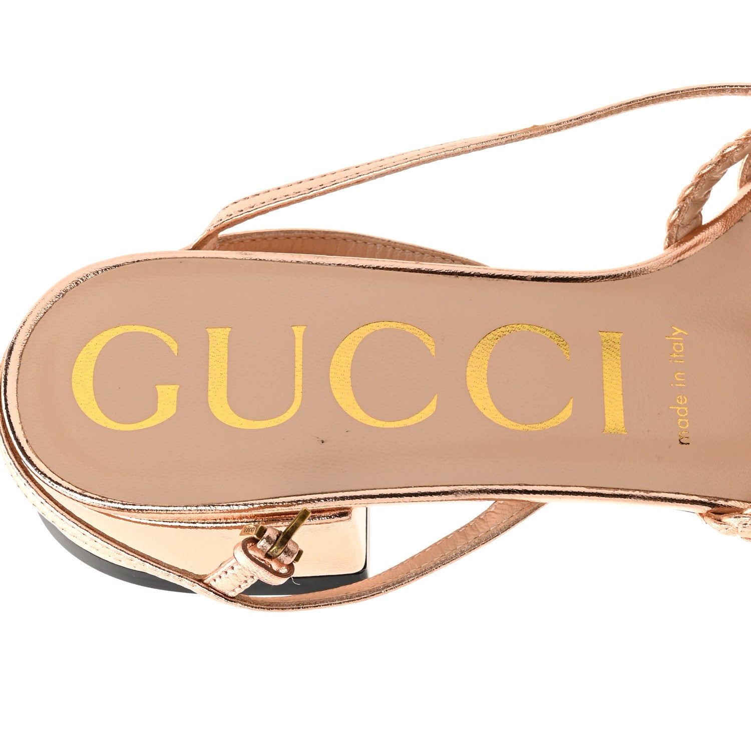 Gucci Metallic Nappa Braided Ketty Horsebit Sandals 36 Salmone 8 of 9