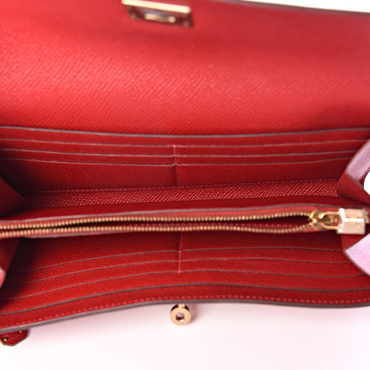 Hermes Epsom Kelly Longue Wallet Rouge Casaque 5 of 8