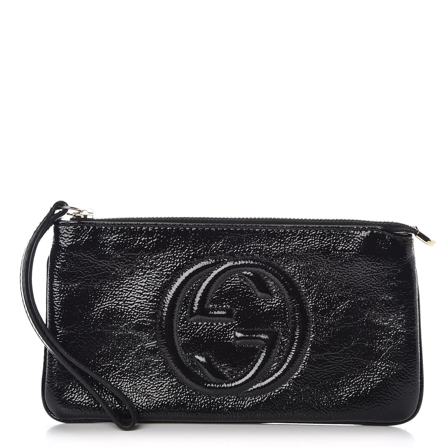Soft Patent Soho Wristlet Black