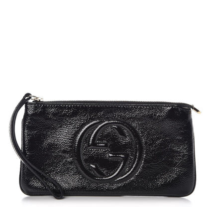 Gucci Soft Patent Soho Wristlet Black 1 of 9