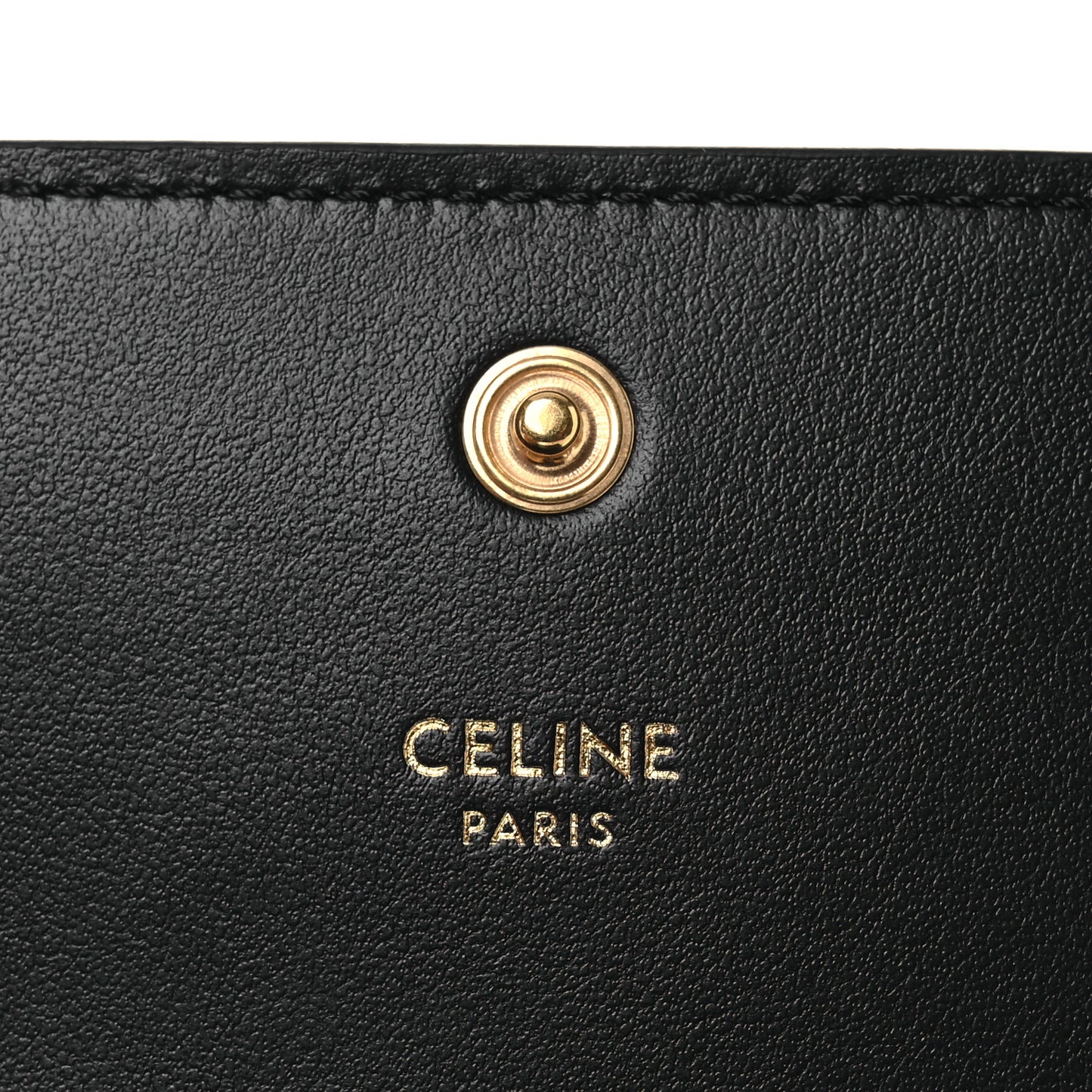 Shiny Calfskin Triomphe Business Card Holder Black
