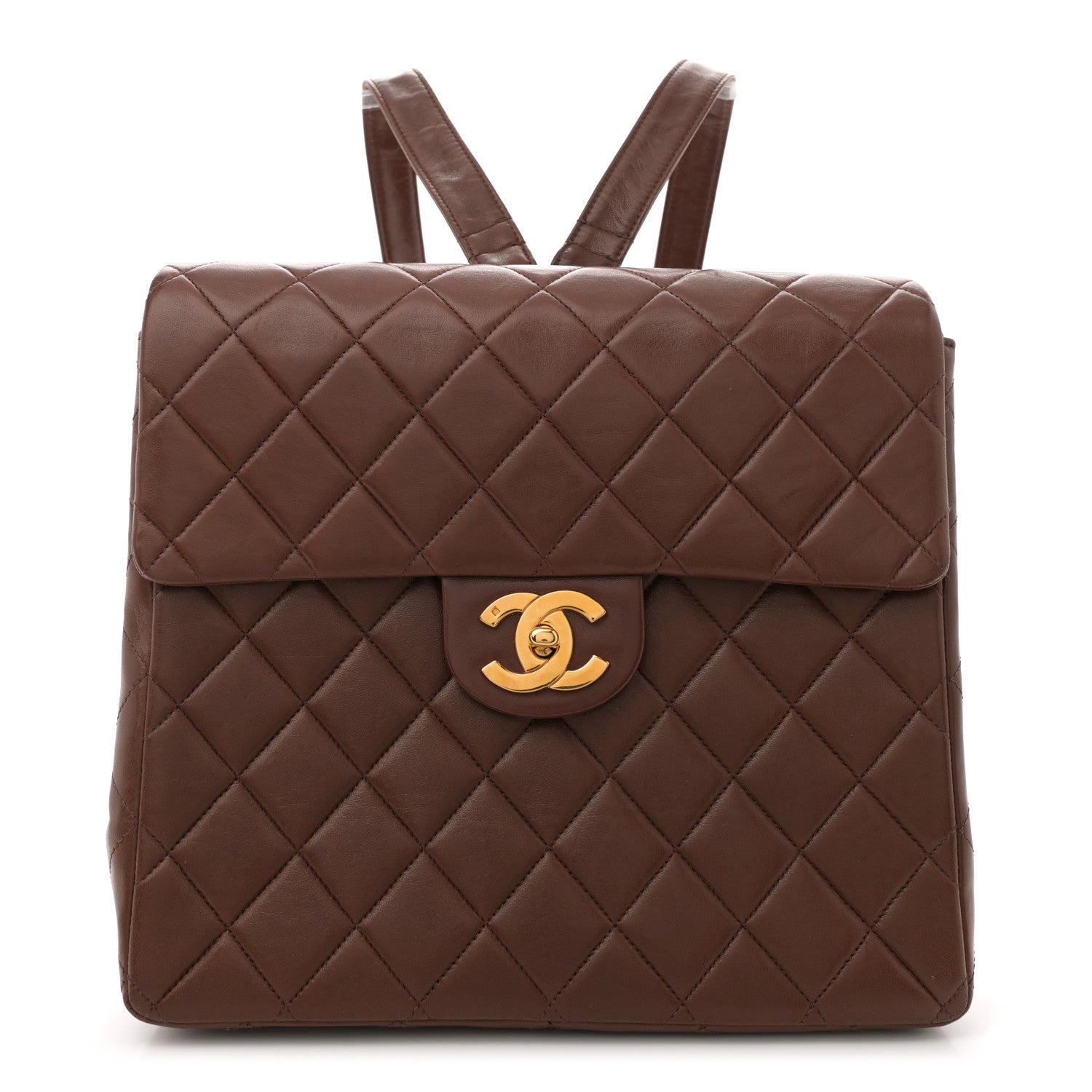 Chanel Lambskin Quilted Backpack Brown 1 of 10