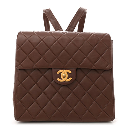 Chanel Lambskin Quilted Backpack Brown 1 of 10