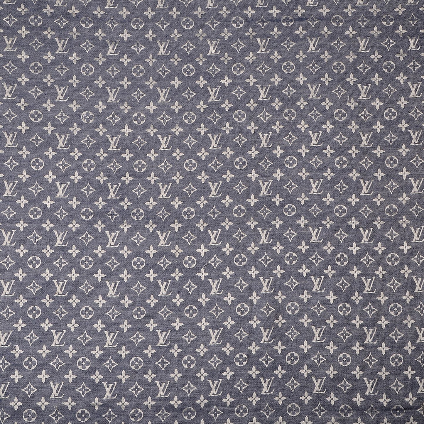 Silk Wool Monogram Denim Shawl Blue