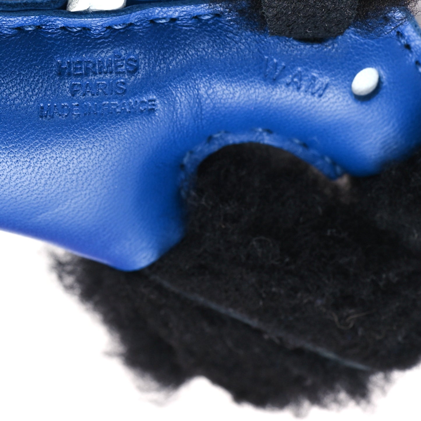 Milo Lambskin Shearling Budy Charm Bleu Saphir Black Bleu Brume