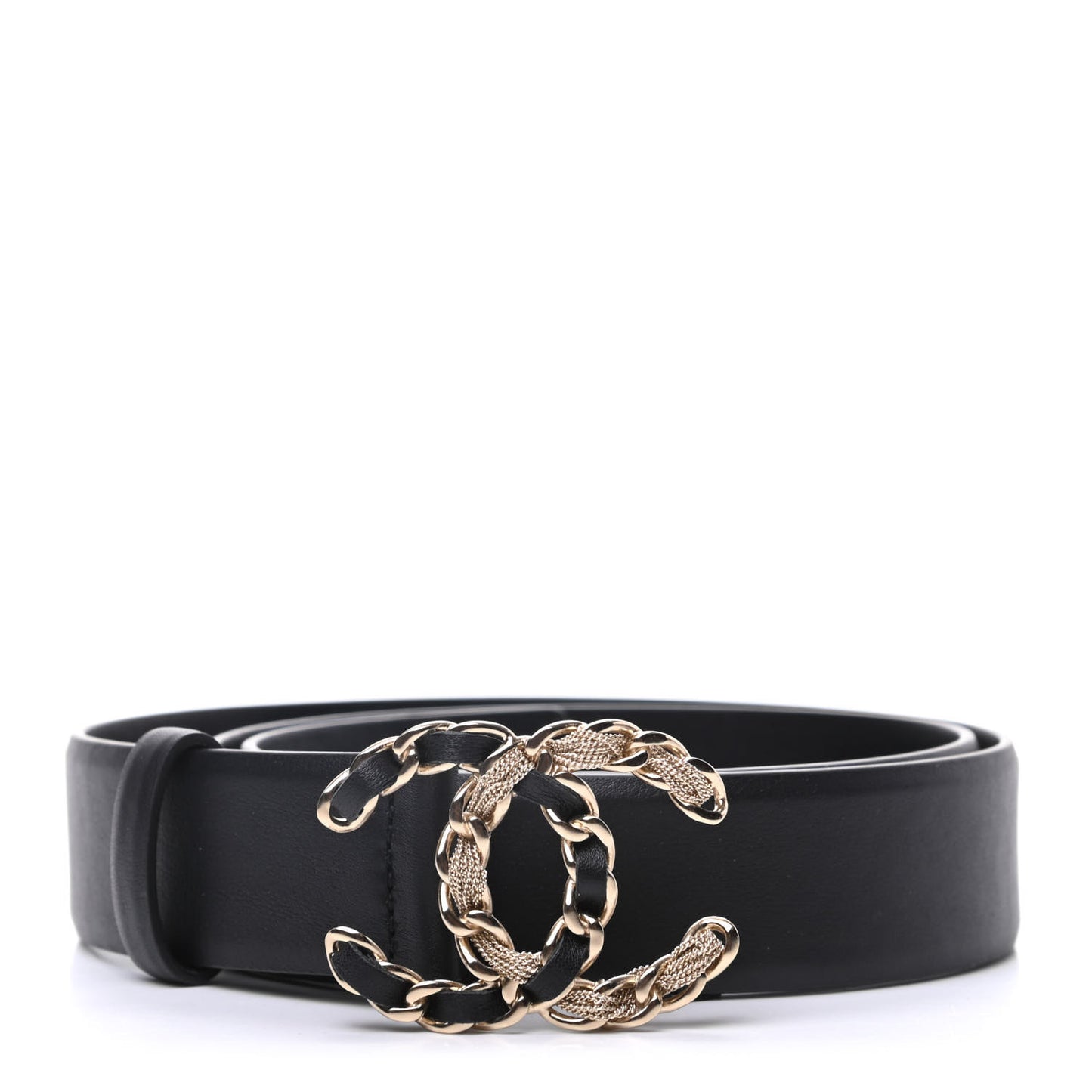 Calfskin CC Chain Belt 80 32 Black