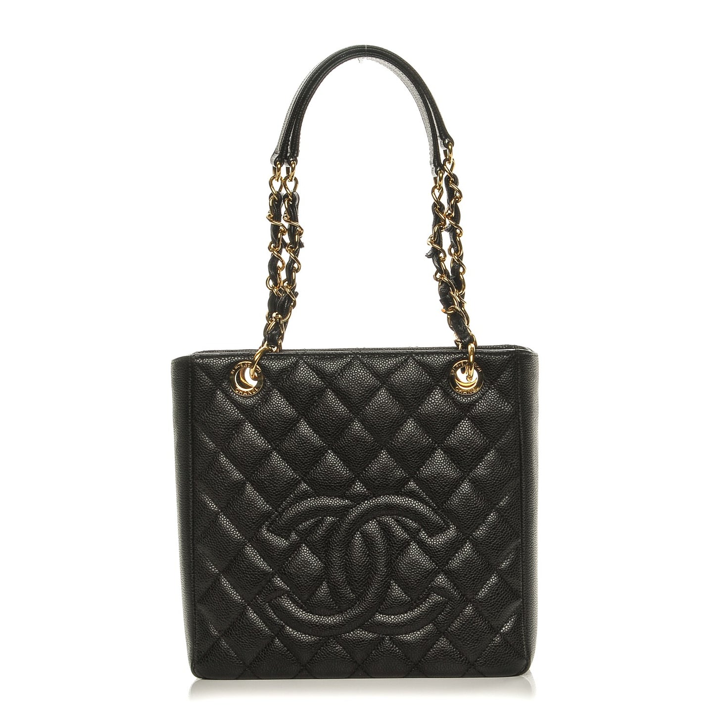Caviar Quilted Petit Shopping Tote PST Black