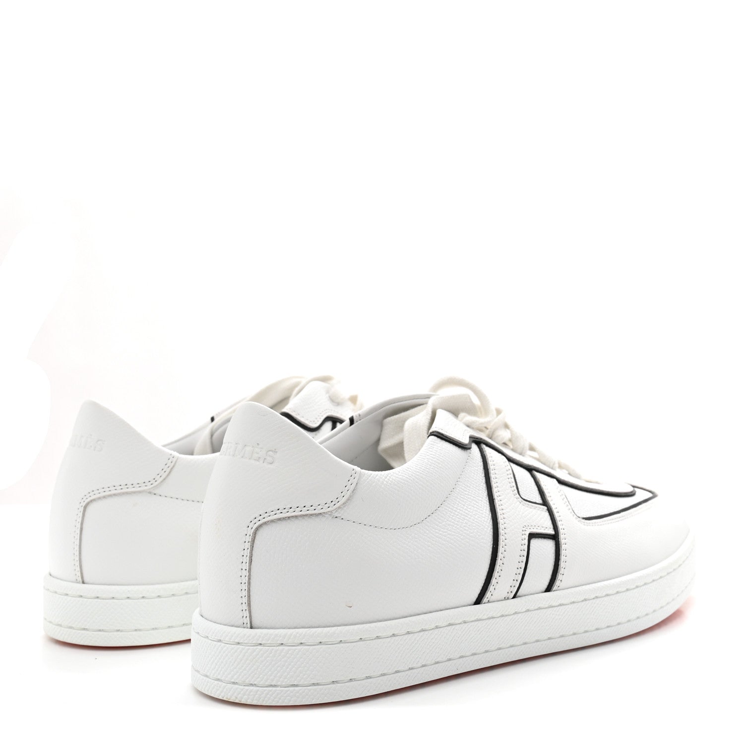 Hermes Epsom Mens Boomerang Sneakers 42 White Black 5 of 10