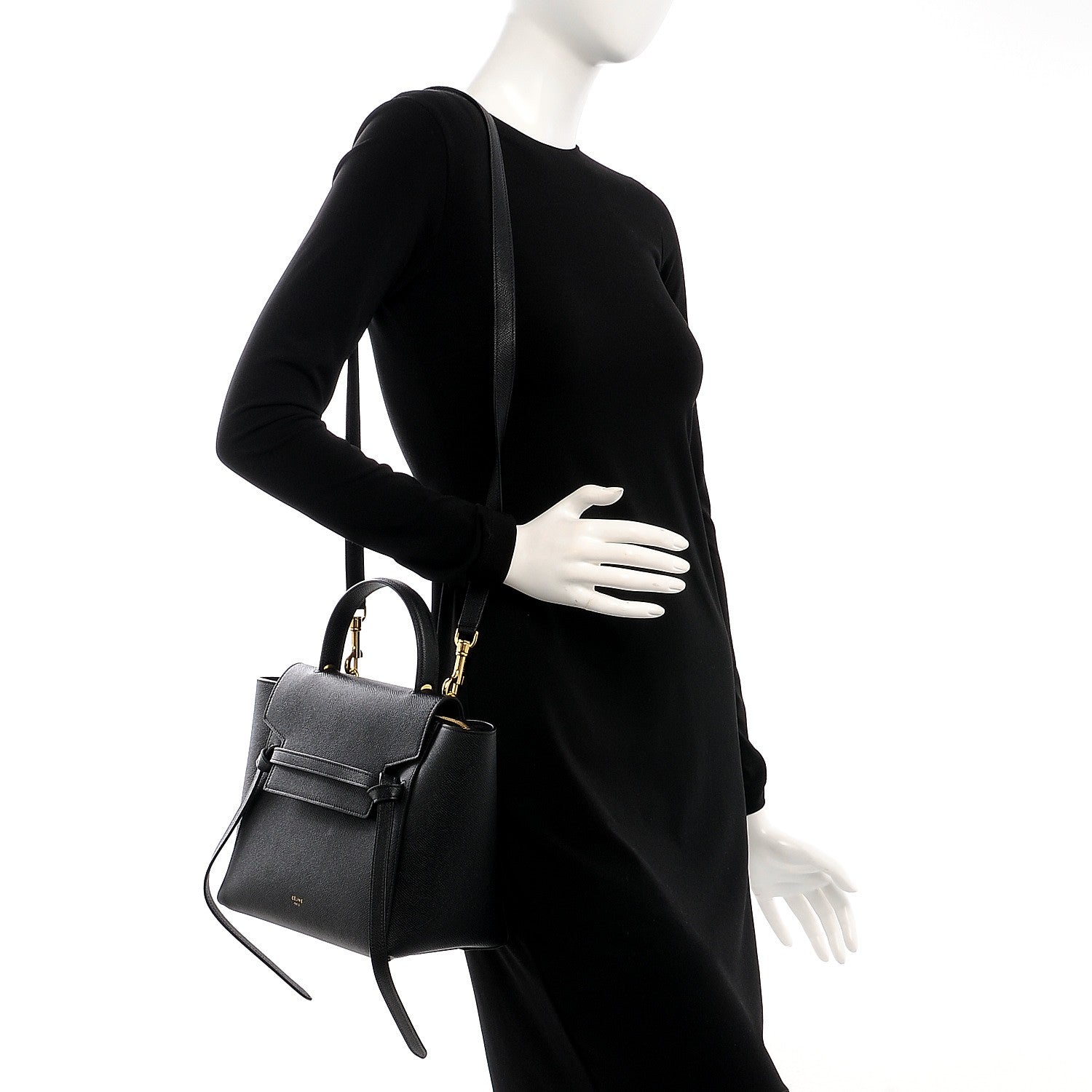 Celine Grained Calfskin Micro Belt Bag Black 2 of 7