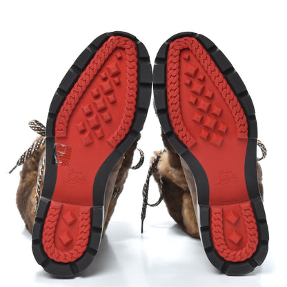 Christian Louboutin Suede Orylag Fur Mens Snow Black Flat Hiking Boots 39 Testa Di Moro Naturel 6 of 6