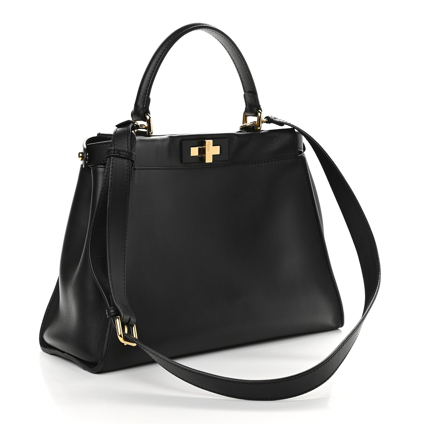 Vitello Seta Shiny Nappa Medium Peekaboo Iconic Satchel Black