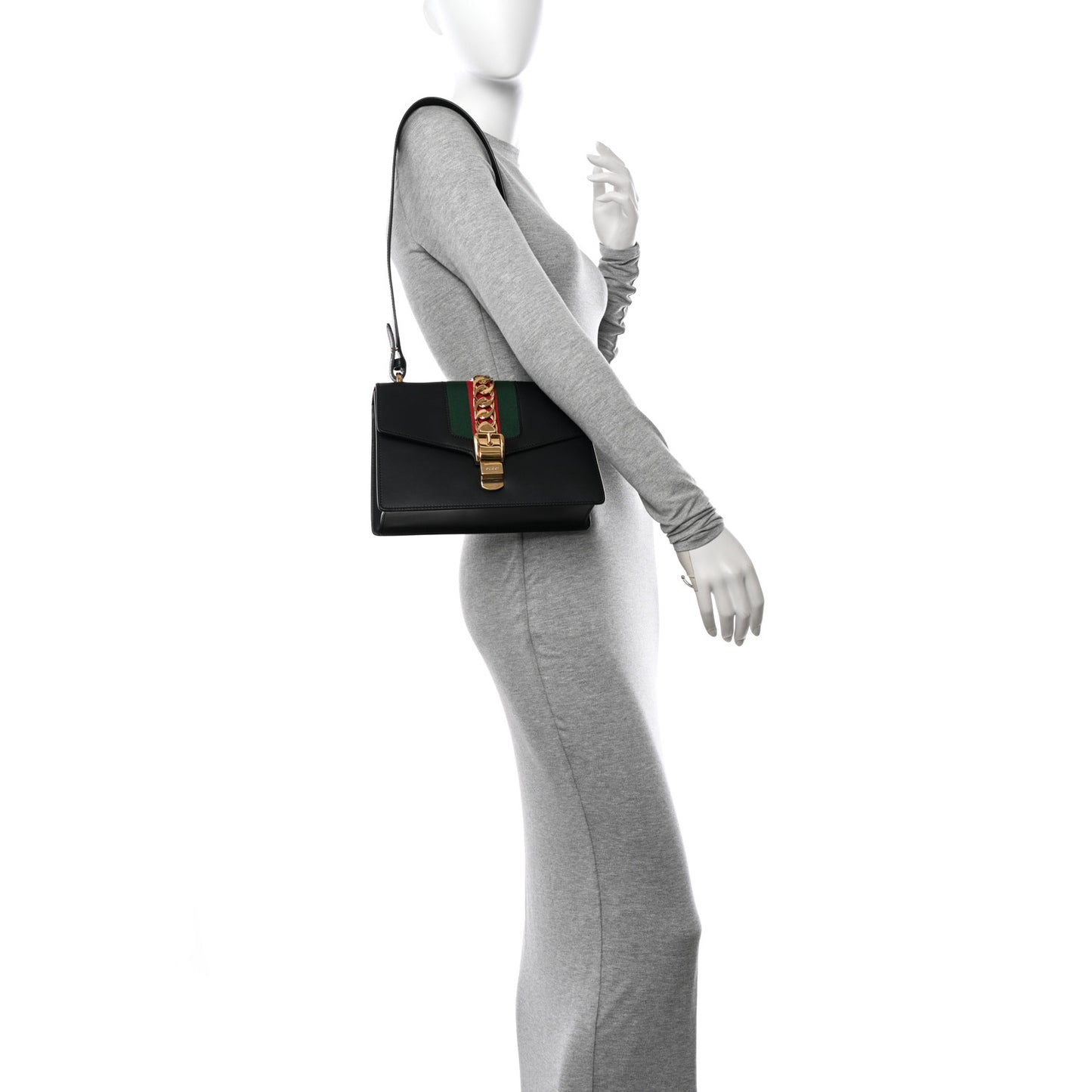 Calfskin Small Sylvie Shoulder Bag Black