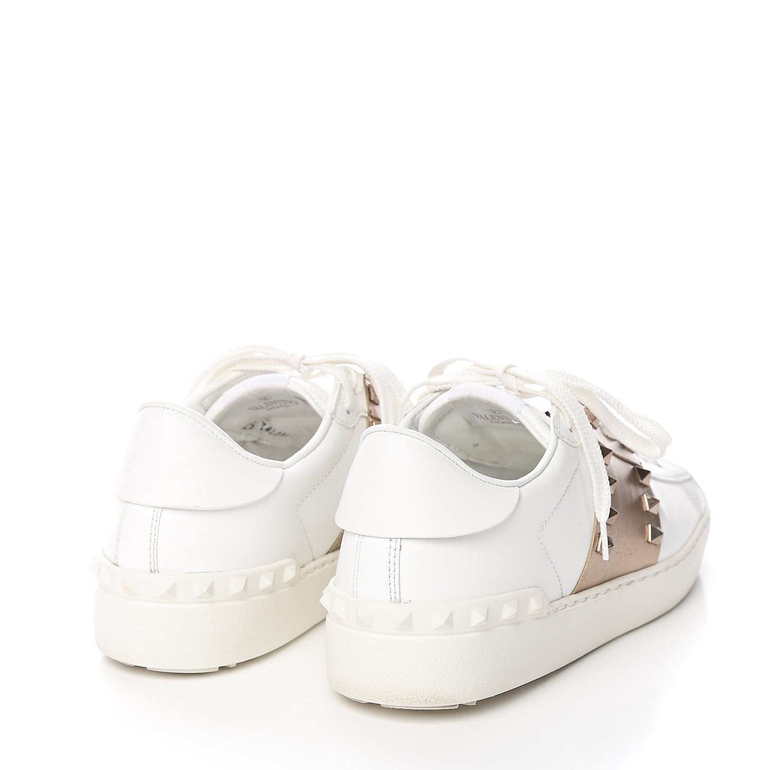 Valentino Garavani Calfskin Rockstud Untitled Open Sneakers 37 White Pewter 4 of 18