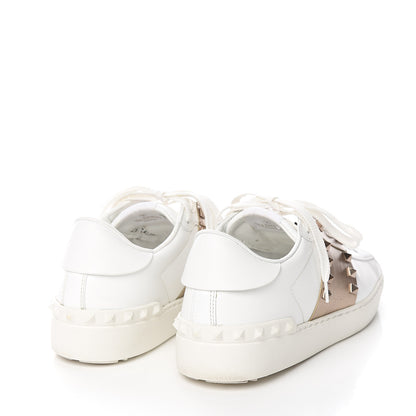 Valentino Garavani Calfskin Rockstud Untitled Open Sneakers 37 White Pewter 4 of 18